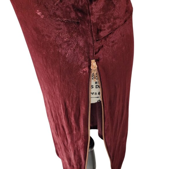Agent Provocateur Burgundy Velvet Dress Size 14 Long Sleeve Asymmetric Zipper - Picture 15 of 16